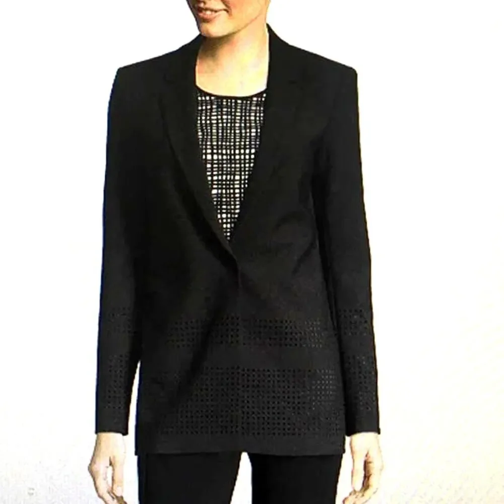 Elizabeth and‎ James Black Laser Cut Detail Blazer Jacket Womens Size 0